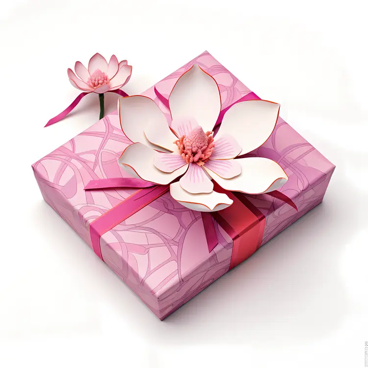 Pink Gift Box with Flower