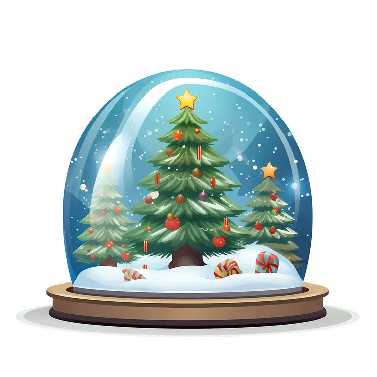 Christmas Tree in Snow Globe with Gifts