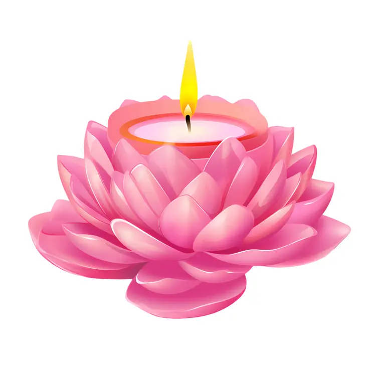 Pink Lotus Candle with Flame