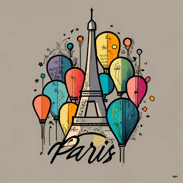 Colorful Balloons Around Eiffel Tower