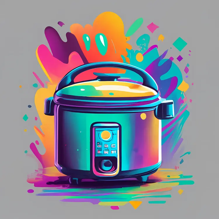 Colorful Rice Cooker with Abstract Background