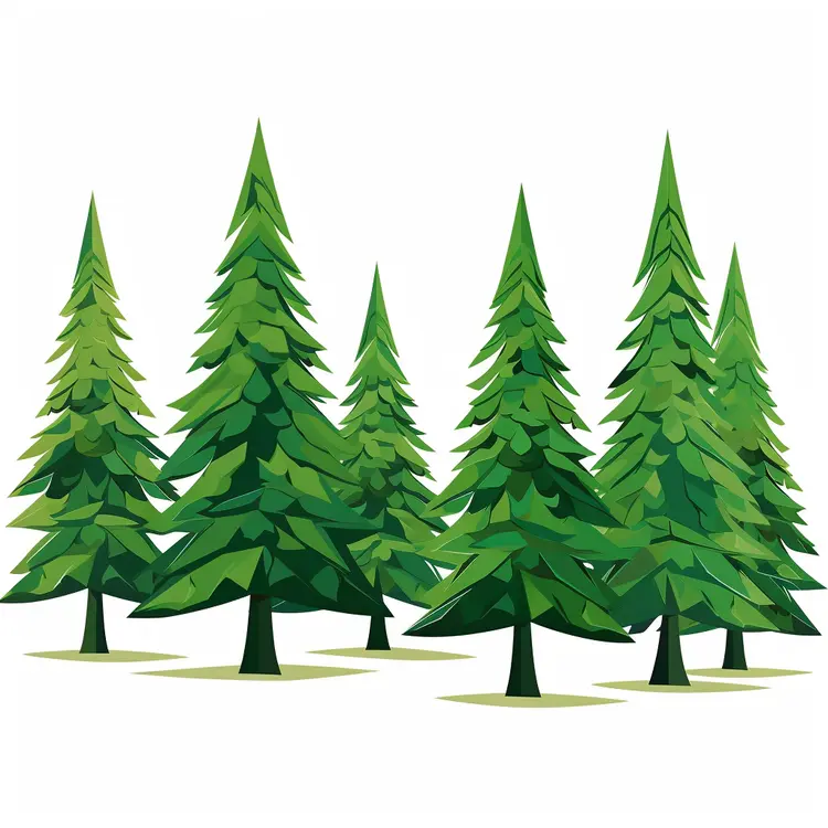 Cluster of Pine Trees in Nature