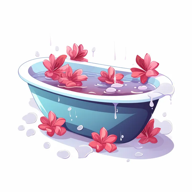 Bathtub with Pink Flowers