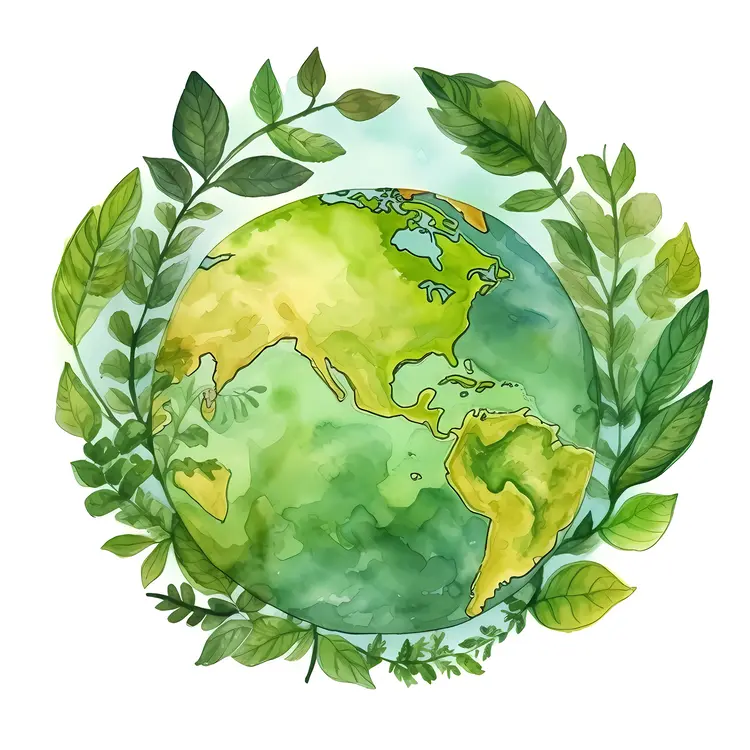 Earth Illustration Surrounded by Greenery