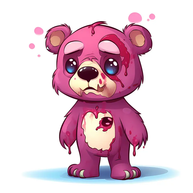Cute Pink Bear Cartoon Illustration