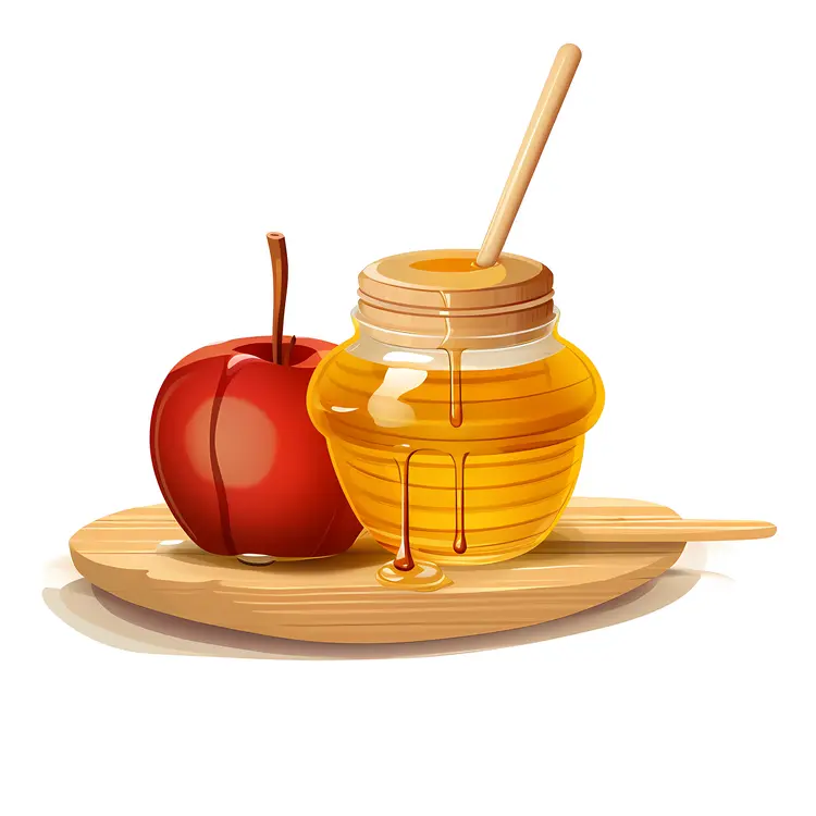 Honey Jar and Apple for Rosh Hashanah Celebration