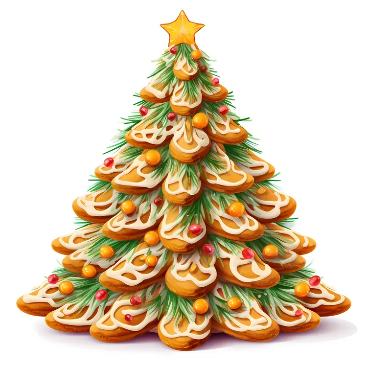 Decorative Gingerbread Christmas Tree with Colorful Icing