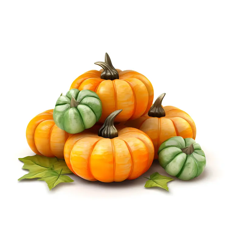 Pumpkin Pile with Green Accents