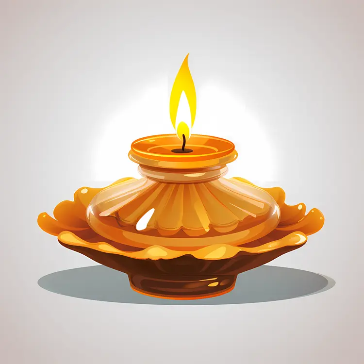 Traditional Oil Lamp Illustration for Diwali Celebration