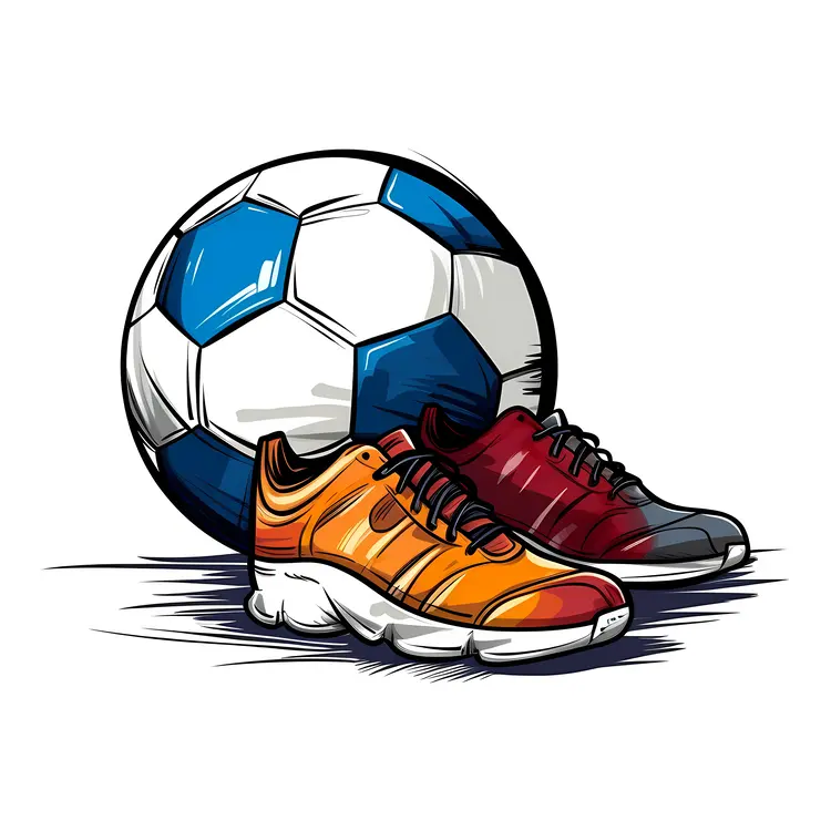 Soccer Ball and Colorful Shoes Illustration