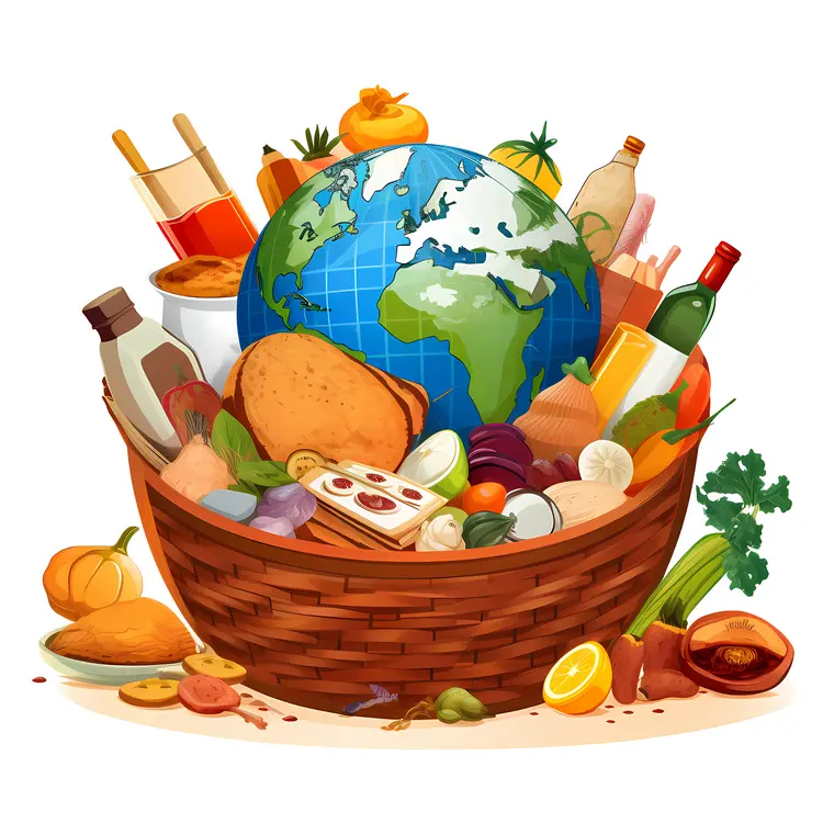 Basket of Global Foods for Thanksgiving Celebration