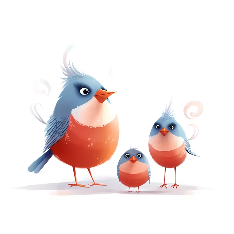 Cute Bird Family Illustration