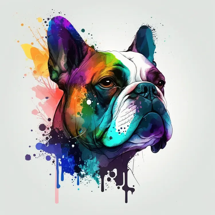 Colorful Bulldog Art Illustration