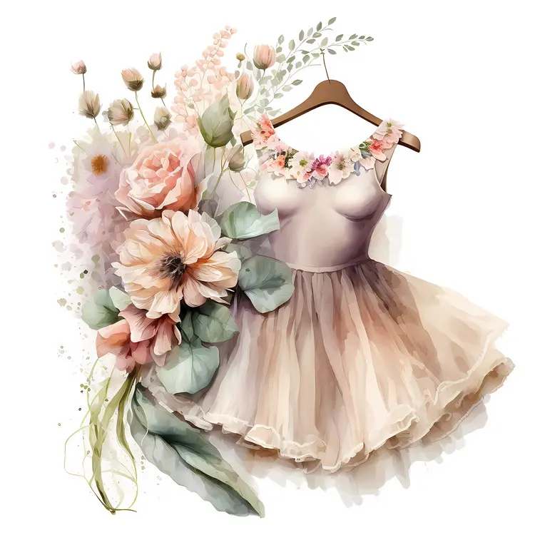 Elegant Floral Dress with Hanger