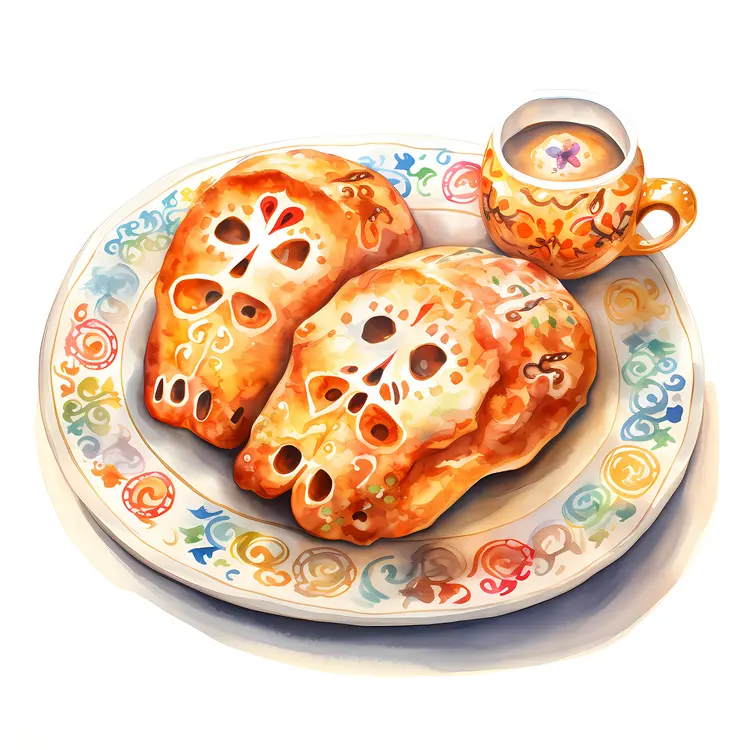 Decorative Bread with Icing and Tea