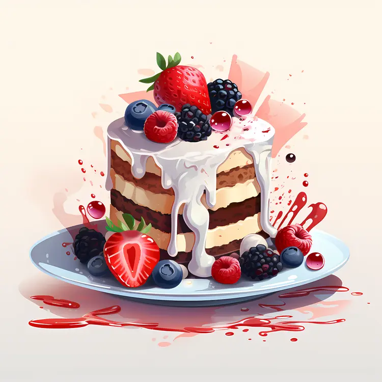 Berry Cake with Fresh Fruits