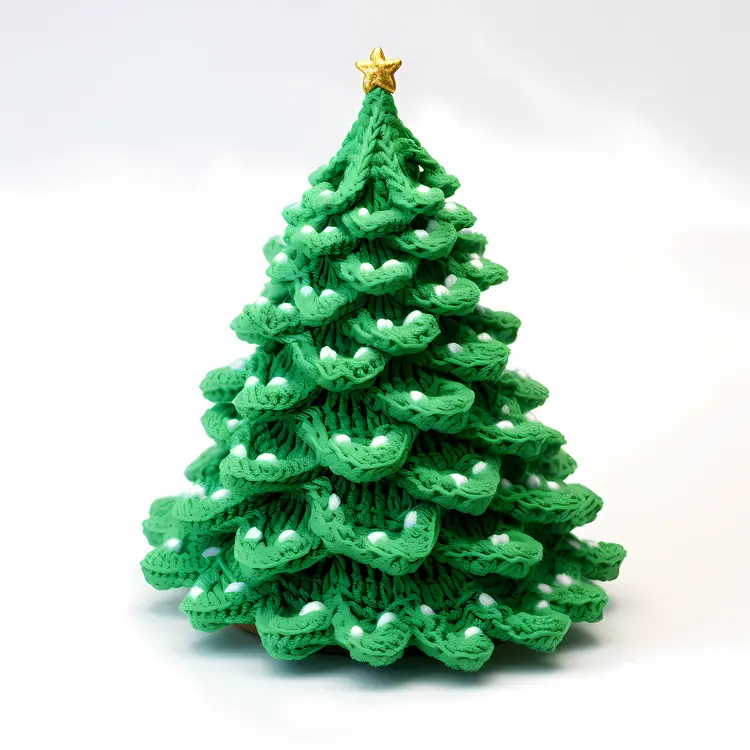 Green Christmas Tree with White Decorations