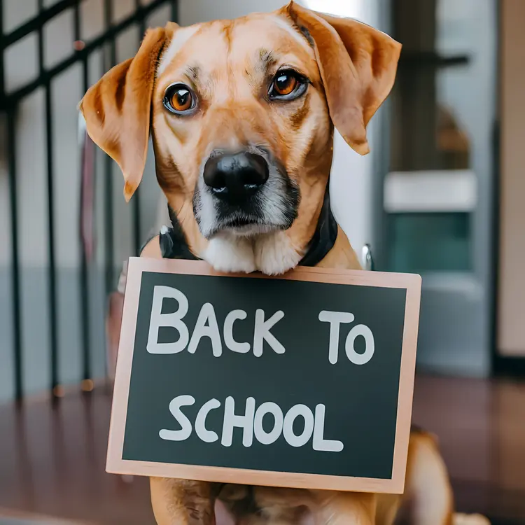Dog with Back to School Sign