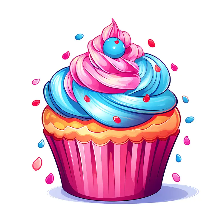 Colorful Cupcake with Frosting and Sprinkles