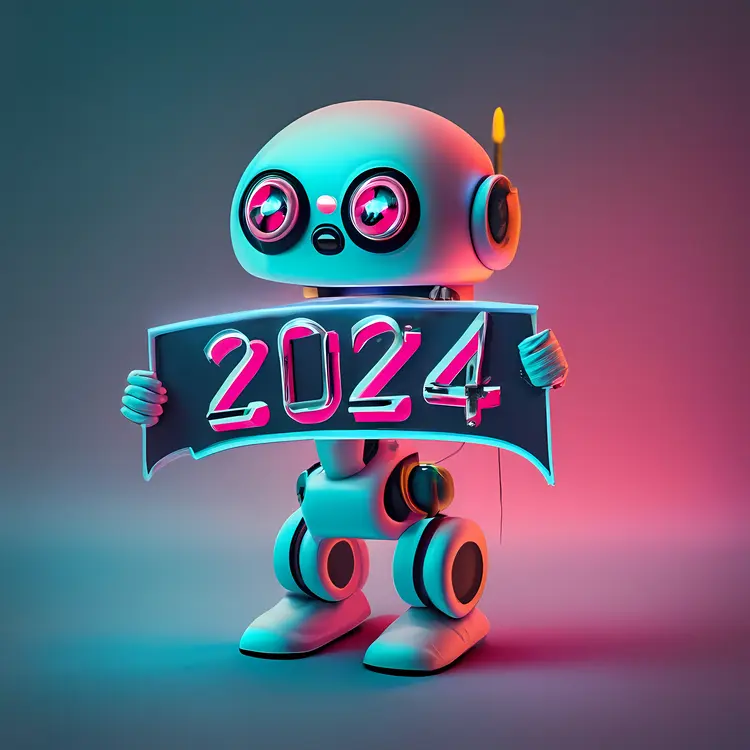 Robot Holding 2024 Sign