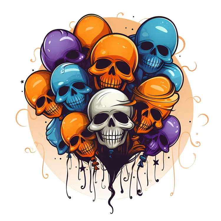 Colorful Skull Balloons for Halloween