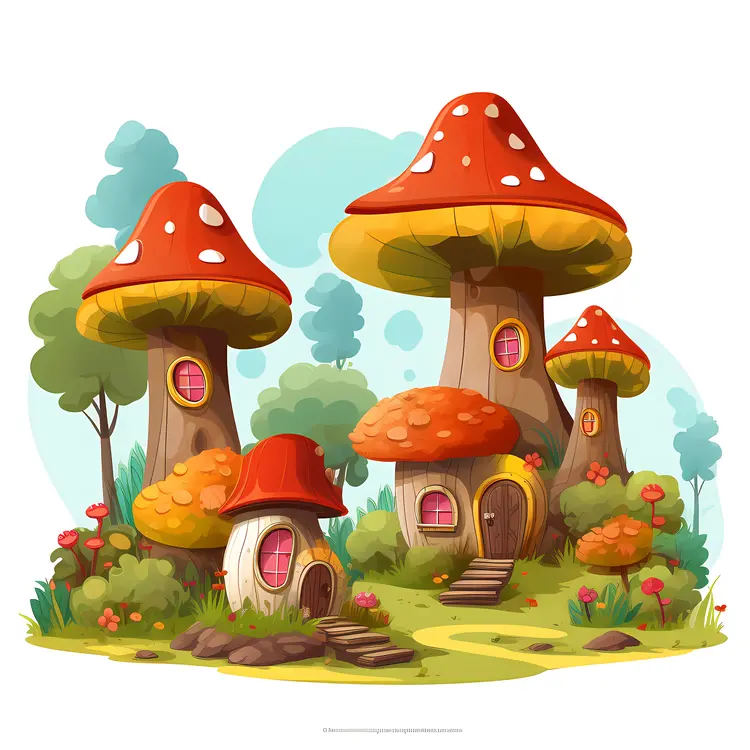 Charming Mushroom House in a Fantasy Setting
