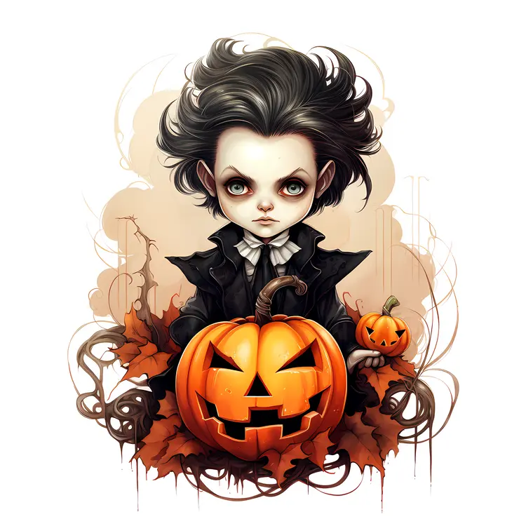Vampire with a Large Pumpkin
