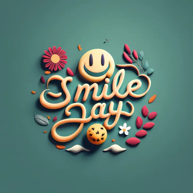 Smile Day with Happy Face and Flowers