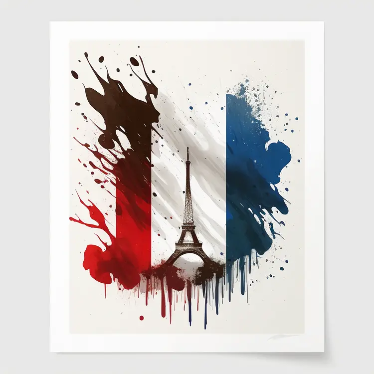 Eiffel Tower with French Flag Colors