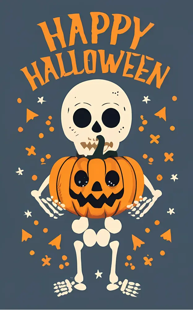 Skeleton with Pumpkin for Halloween