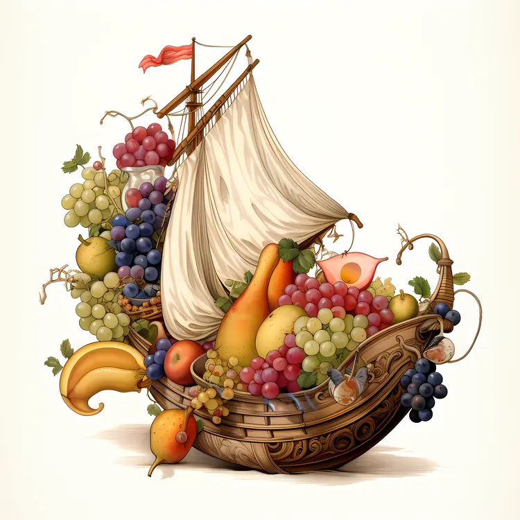 Colorful Fruit Basket in a Ship