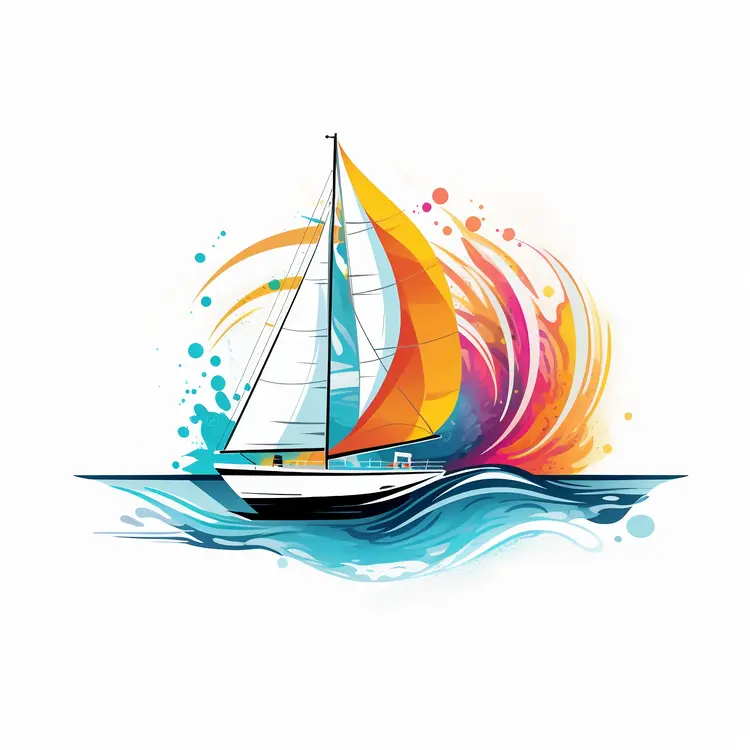 Colorful Sailboat on Ocean Waves