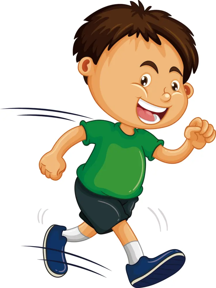 Running Boy in Green Shirt