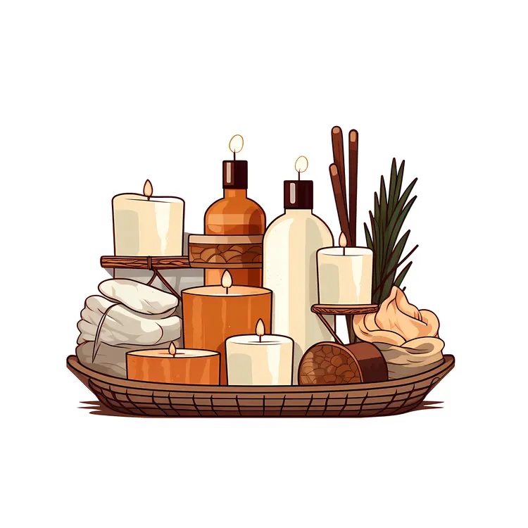 Candles and Bottles on a Tray
