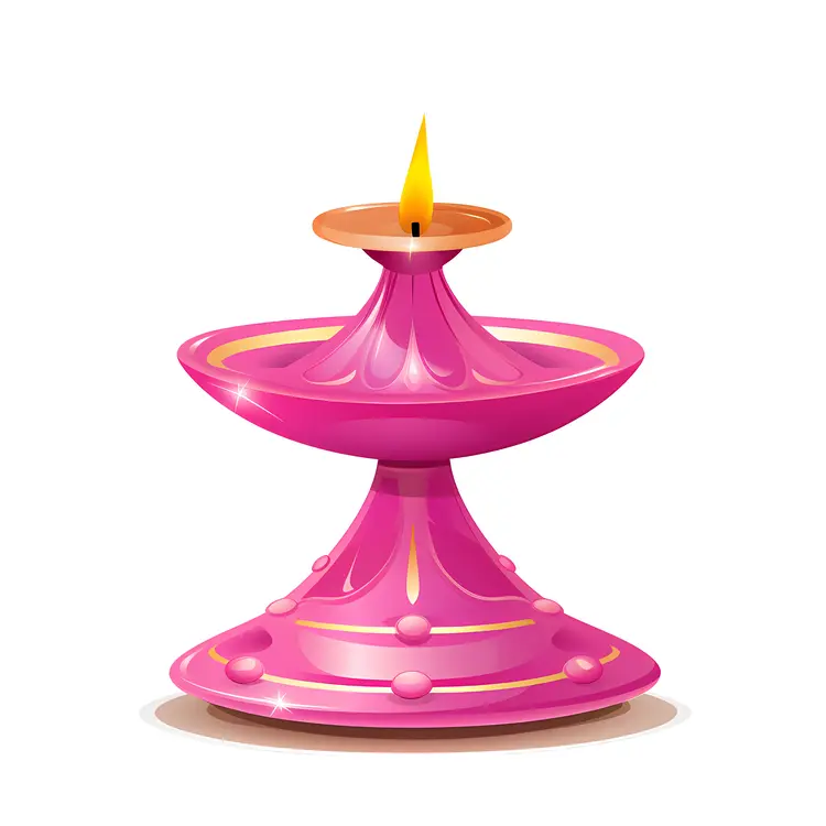 Pink Candle Holder with Golden Accents
