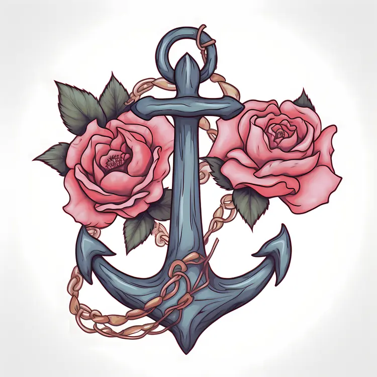 Anchor with Roses and Chain