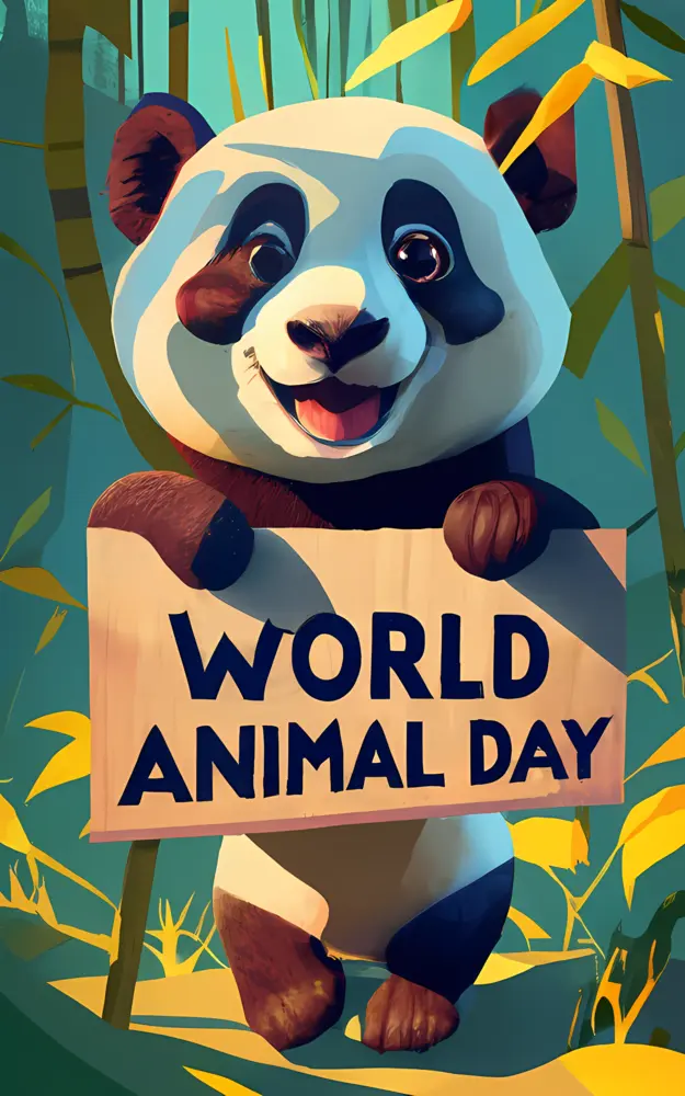 Happy Panda Celebrating World Animal Day