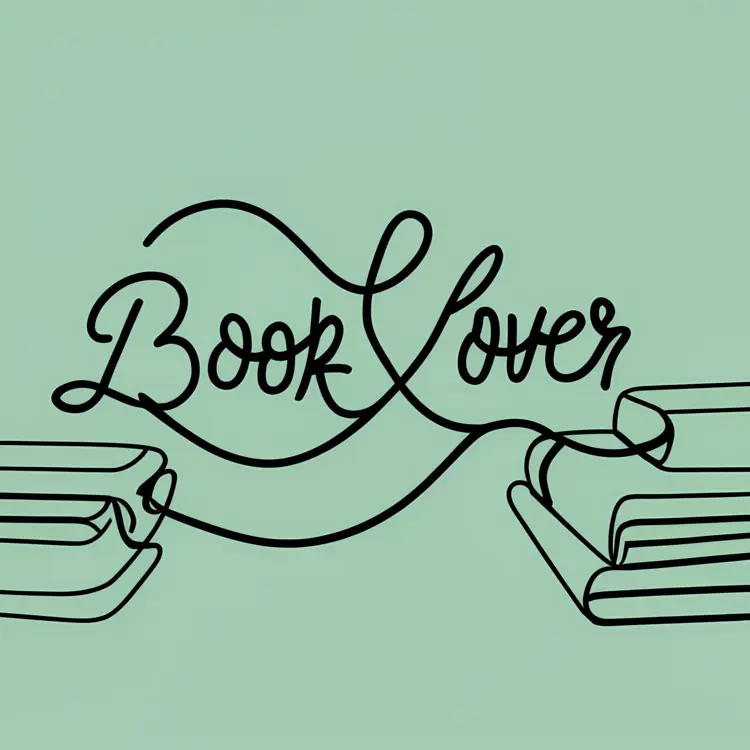 Book Lover Typography with Line Art Books