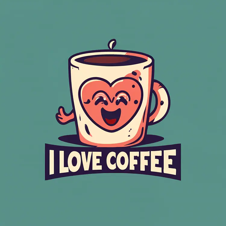Happy Coffee Cup with Heart Illustration