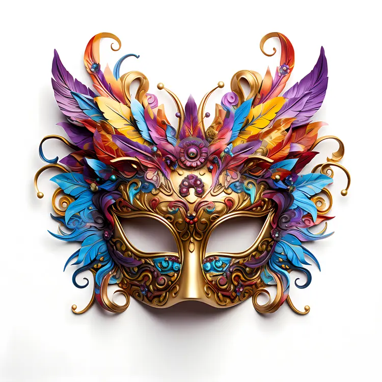 Colorful Feathered Mask for Carnival