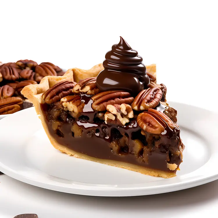 Chocolate Topped Pecan Pie Slice