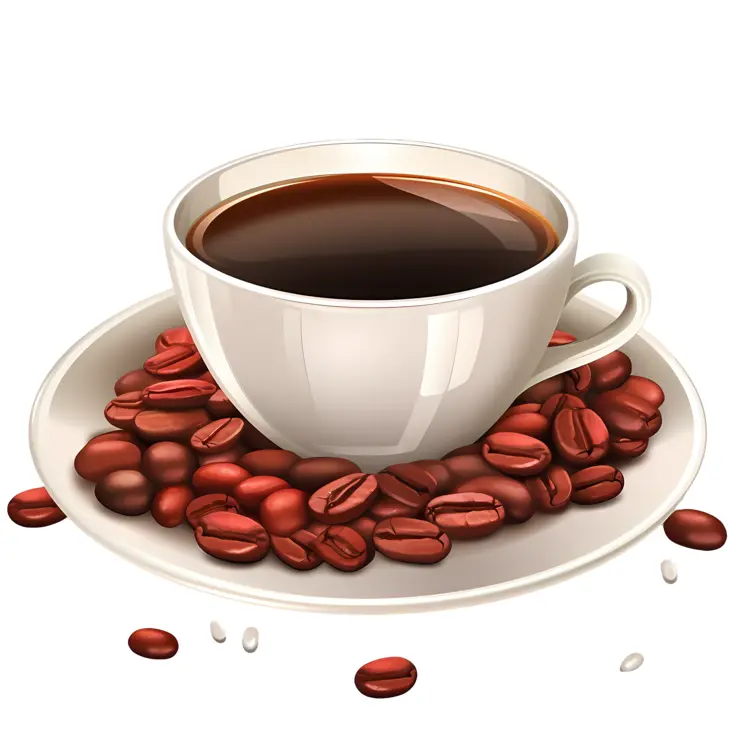 Coffee Cup with Beans on Saucer