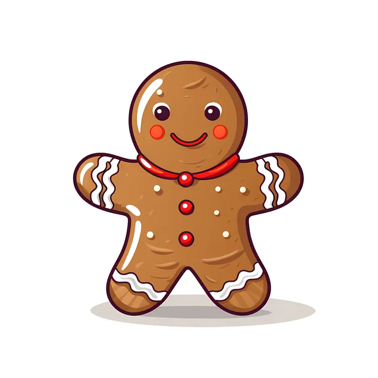 Adorable Gingerbread Man Cookie with Red Buttons