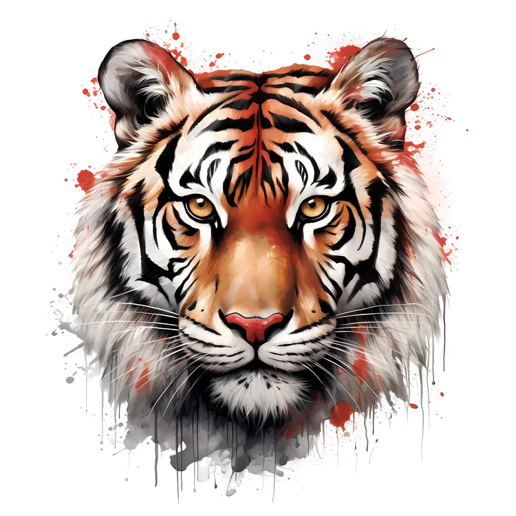 Artistic Tiger Head with Splashes