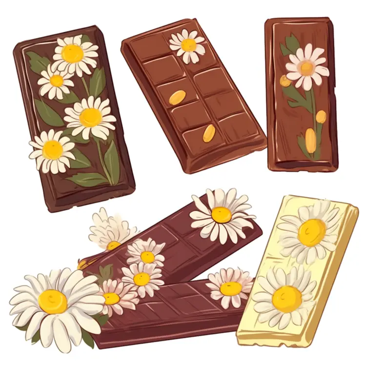Assorted Chocolate Bars with Daisies