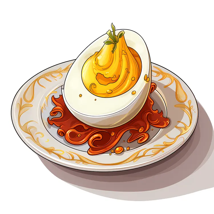 Single Deviled Egg with Tomato Garnish