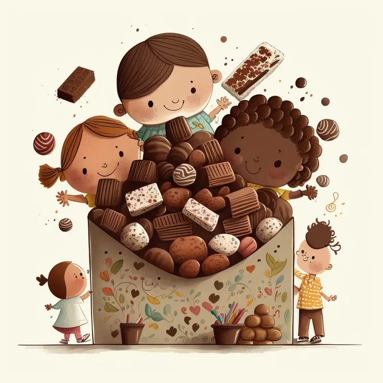 Cute Children with a Box of Chocolates