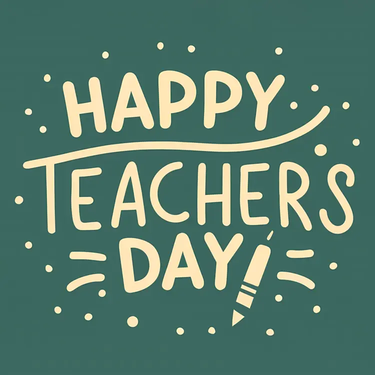 Happy Teachers Day Text with Doodles