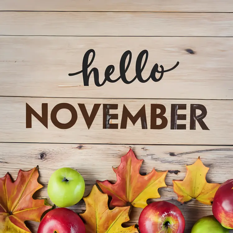 Hello November with Apples and Leaves