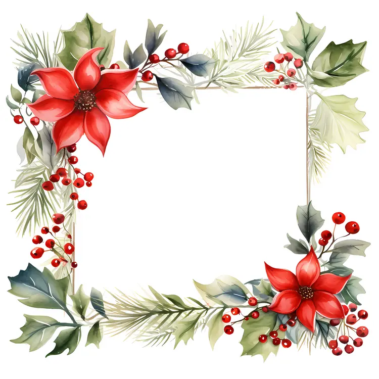 Christmas Poinsettia Frame
